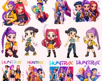 PNG-bundel Kpop Anime Girl Group, Huntrix Kpop Idol (digitale download)