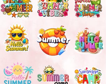 Retro Summer Vibes png-bundel, stranddag clipart (digitale download)