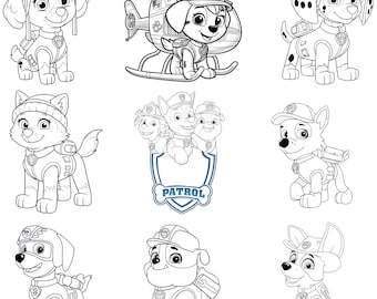 Puppy Hero Kleurplaten – Cartoon Dog Line Art Clipart (digitale download)