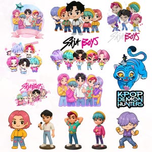 K-Pop Demon Hunters Clipart | Saja Boys Chibi PNG (Digital Download)