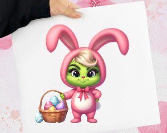 Green Mean One Bunny-pak PNG, Easter Monster-clipart, Grumpy Bunny-sublimatie (digitale download)