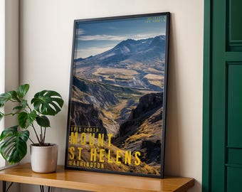 Mount St Helens Travel Poster, Landscape Wall Art, Nature Photography Print, Adventure Decor