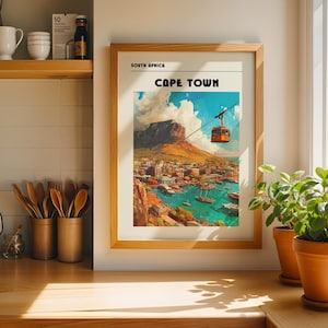 Cape Town Travel Poster - Vintage Wall Art - Cityscape Print - Minimalist Graphic Gift - Vacation Souvenir