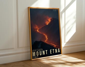 Mount Etna Travel Poster, Landscape Wall Art, Nature Photography Print, Adventure Decor