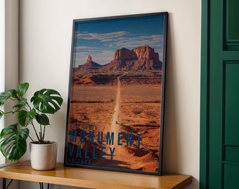 Monument Valley Travel Poster, Landscape Wall Art, Nature Photography Print, Adventure Decor