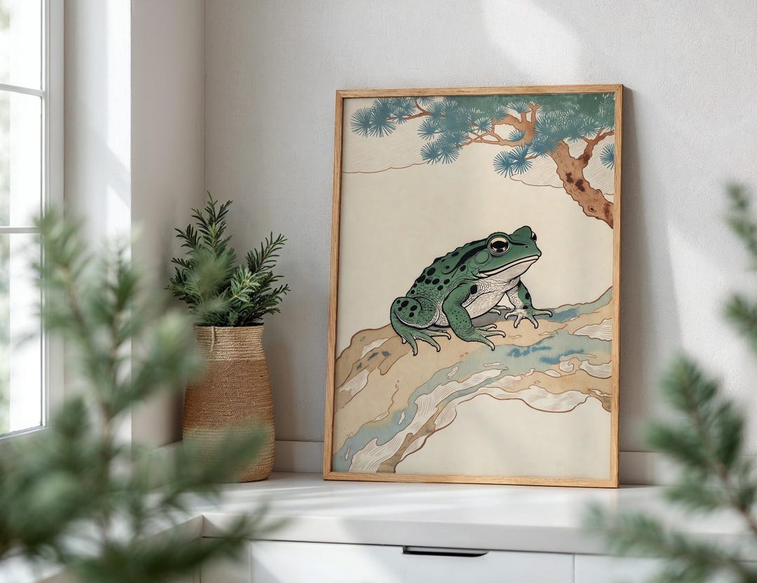 Japanese Frog Print - Sōsaku-hanga - Woodblock Style - Wall Art - Japan ...