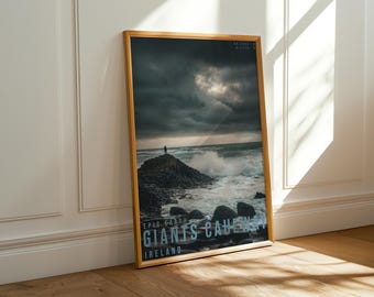 Giants Causeway Travel Poster, Landscape Wall Art, Nature Photography Print, Adventure Decor