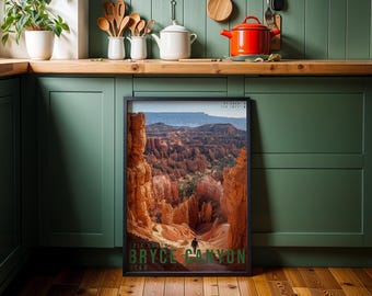 Bryce Canyon Travel Poster, Landscape Wall Art, Nature Photography Print, Adventure Decor