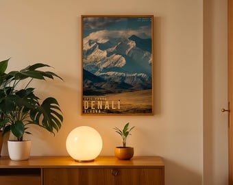 Denali Travel Poster, Landscape Wall Art, Nature Photography Print, Adventure Decor