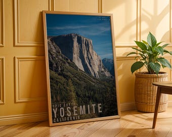 Yosemite Travel Poster, Glacier Landscape Wall Art, Nature Photography Print, Adventure Decor
