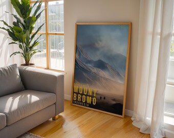 Mount Bromo Travel Poster, Landscape Wall Art, Nature Photography Print, Adventure Decor