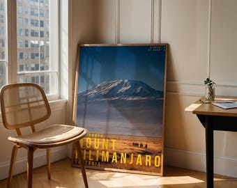 Mount Kilimanjaro Travel Poster, Landscape Wall Art, Nature Photography Print, Adventure Decor