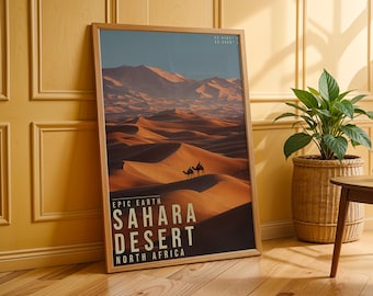 Sahara Travel Poster, Landscape Wall Art, Nature Photography Print, Adventure Decor