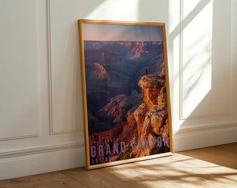 Grand Canyon Travel Poster, Landscape Wall Art, Nature Photography Print, Adventure Decor