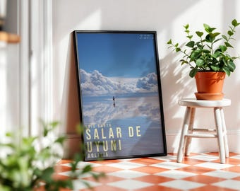 Salar de Uyuni Travel Poster,  Landscape Wall Art, Nature Photography Print, Adventure Decor