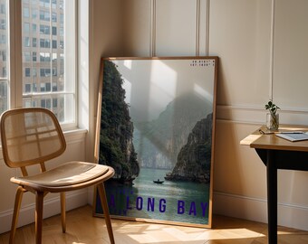 Ha Long Bay Travel Poster, Landscape Wall Art, Nature Photography Print, Adventure Decor
