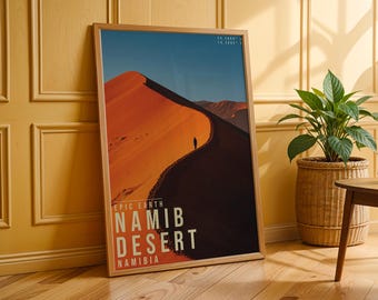 Namib Desert Travel Poster, Landscape Wall Art, Nature Photography Print, Adventure Decor