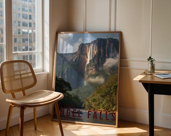 Angel Falls Travel Poster, Landscape Wall Art, Nature Photography Print, Adventure Decor