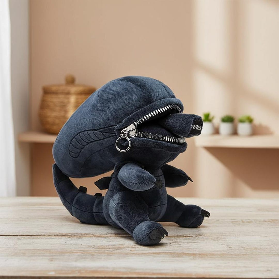 Alien Xenomorph Plush Toy Zipper Mouth Soft Stuffed Animal Room Decor ...