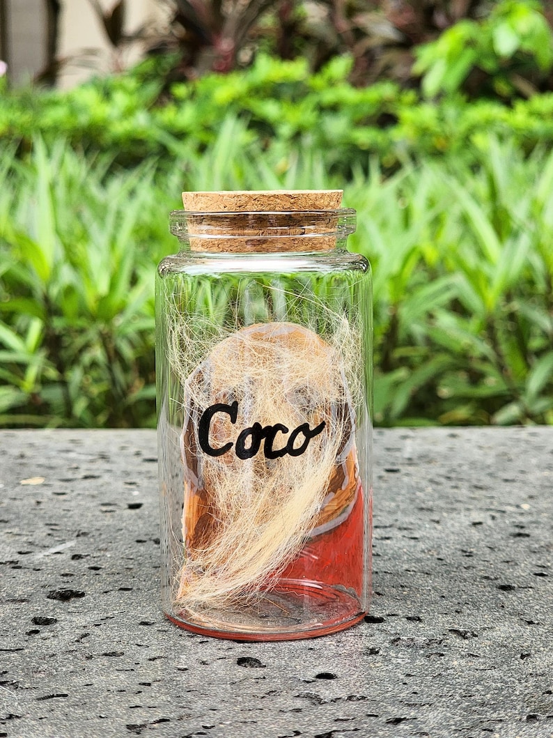 Hand-painted pet memorial jar with realistic portrait on UV-resistant glass, featuring an airtight seal for storing fur or ashes.