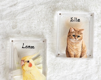 Caja de recuerdo de pelo de mascota pintada a mano, retrato de mascota personalizado, recuerdo de piel, pérdida de perro y gato