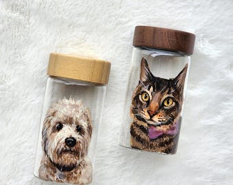 Recuerdo de pelo de mascota pintado a mano, frasco conmemorativo personalizado para el pelo de tu mascota, recuerdo de la pérdida de un perro o un gato.