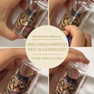 Hand-painted pet memorial jar with realistic portrait on UV-resistant glass, featuring an airtight seal for storing fur or ashes.