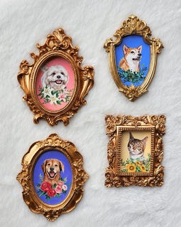 100% Hand-Painted Acrylic Pet Portrait, Custom Dog Cat Painting with floral theme, Pet Memorial Keepsake from photo, Gift for Dog Mom By WhiskerPawArt Made by WhiskerPawArt Shop owned by Winnie 7 months on Etsy