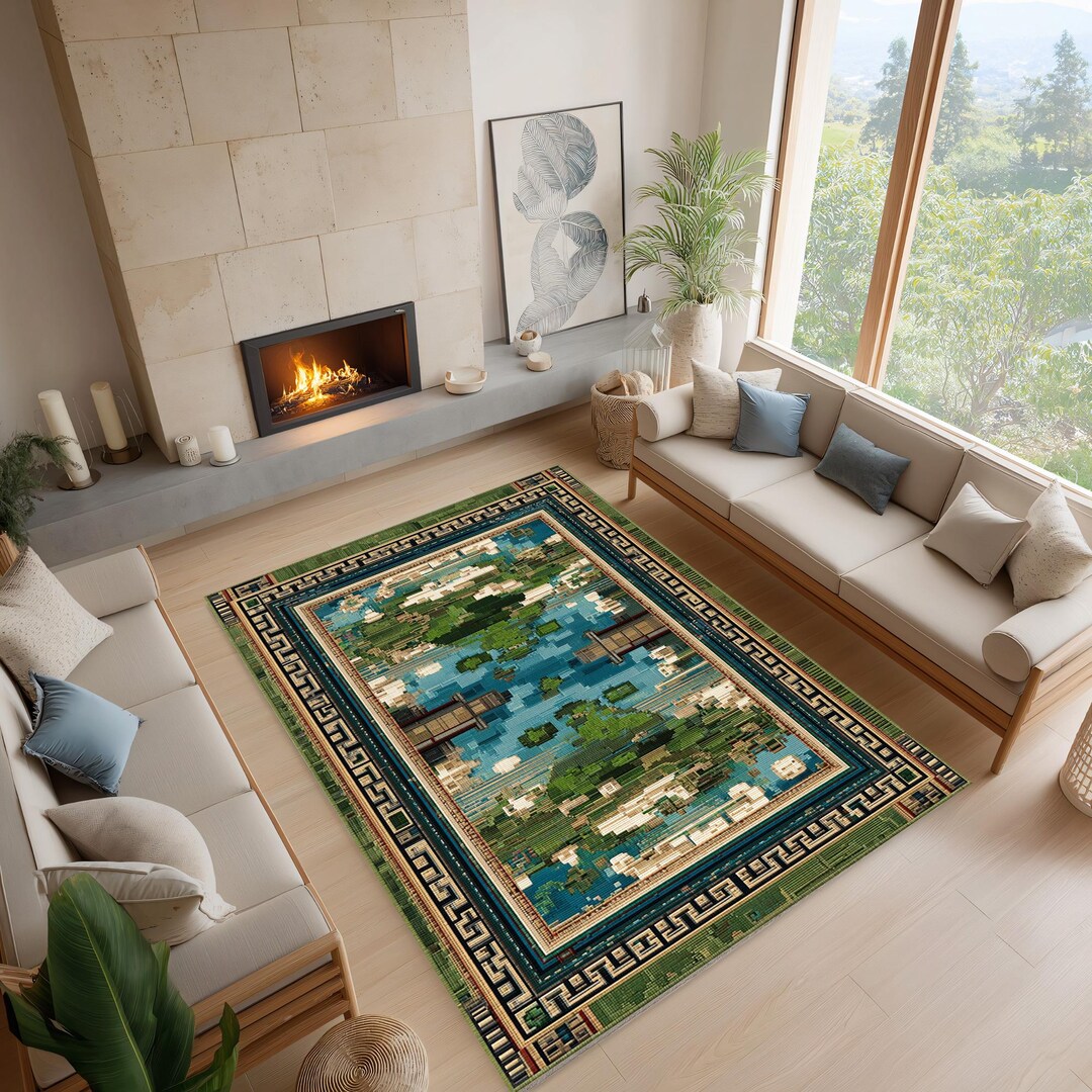 8 Bit Rug Pixel Art Fantasy Map Rug – Gamer Room Carpet With Retro 8 Bit ...