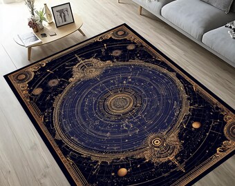 Alfombra con mapa estelar de astronomía celestial, decoración vintage de cielo nocturno