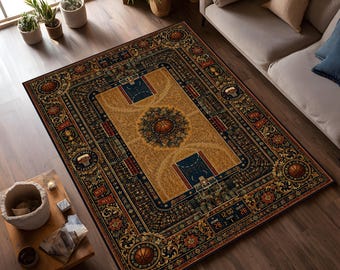 Alfombra para cancha de baloncesto, alfombra con temática deportiva, decoración vintage de atletas, alfombra para sala de juegos.