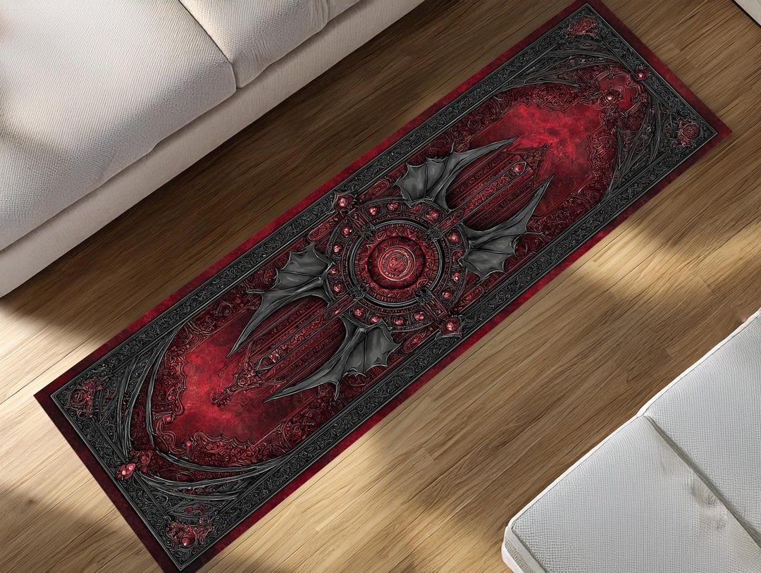 Vampire Rug Textures Vampire Spire Runner Rug – Red Gothic Corridor Carpet With Bat Wing ...