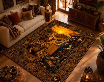 Desert Caravan Rug, Mystic Bazaar Night Carpet Decor
