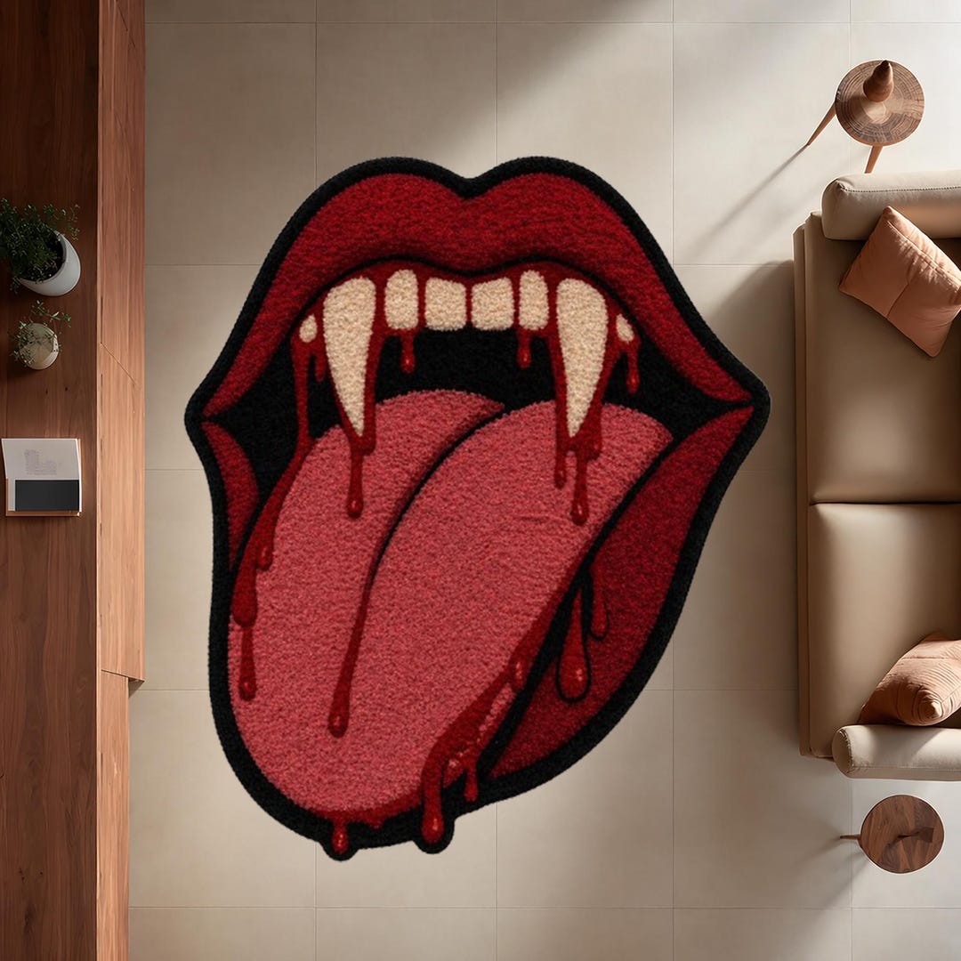 Vampire Rug Textures Vampire Lips Rug,red Gothic Mouth Shape Rug,gift İdeas - Etsy