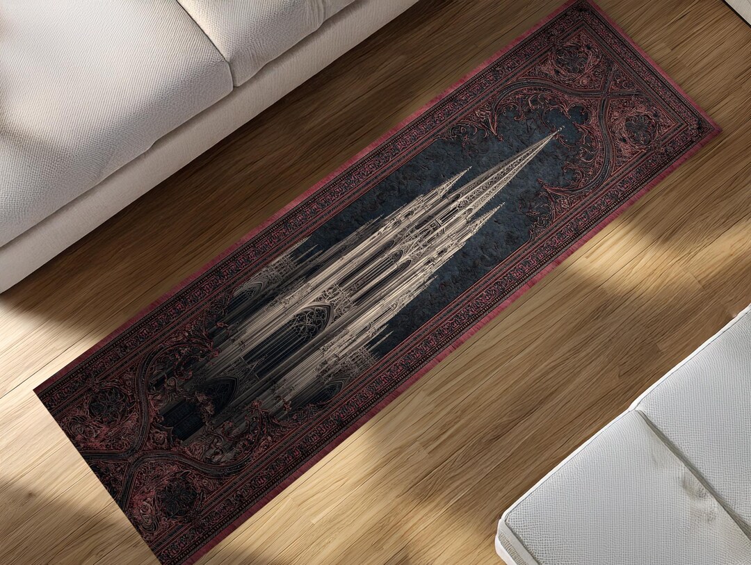 Gothic Church Rug Gothic Cathedral Runner Rug Dark Academia Hallway Carpet Medieval ...