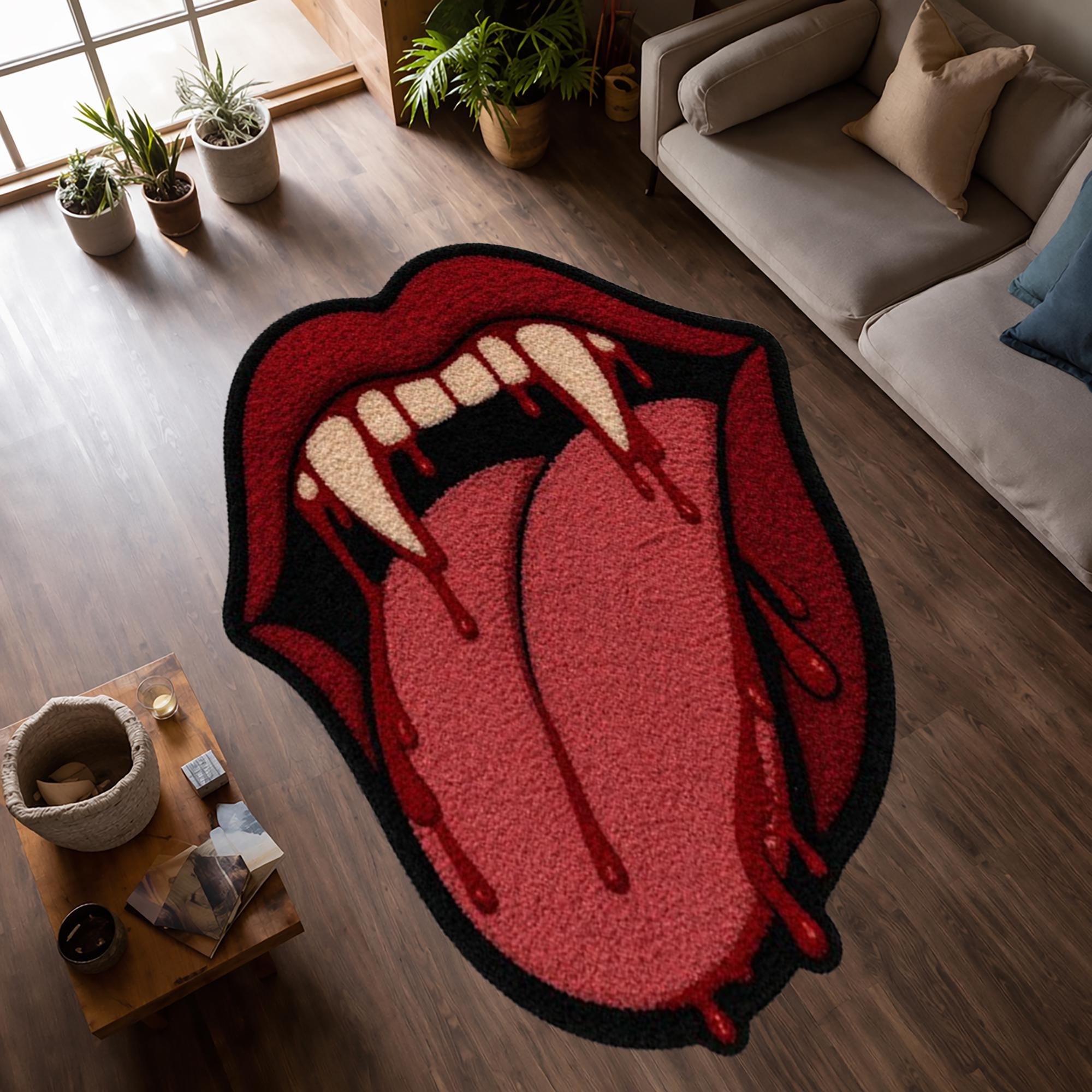 Vampire Rug Textures Vampire Lips Rug,red Gothic Mouth Shape Rug,gift İdeas - Etsy