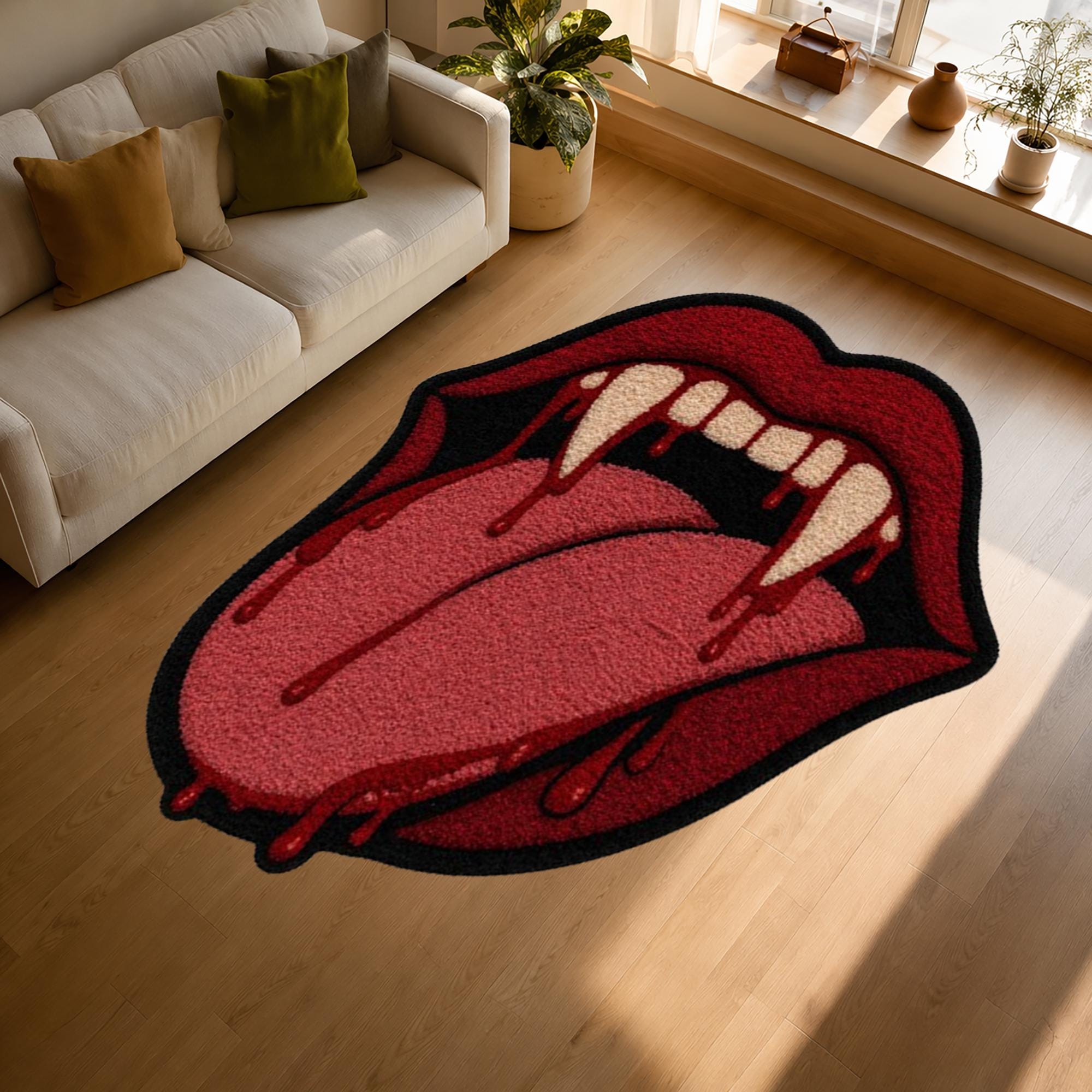 Vampire Rug Textures Vampire Lips Rug,red Gothic Mouth Shape Rug,gift İdeas - Etsy