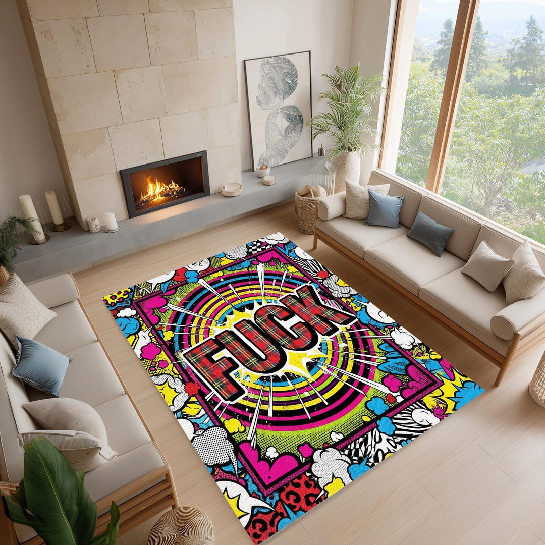 Pop Art Comic Area Rug Colorful Funk Graphic Floor Carpet - Etsy
