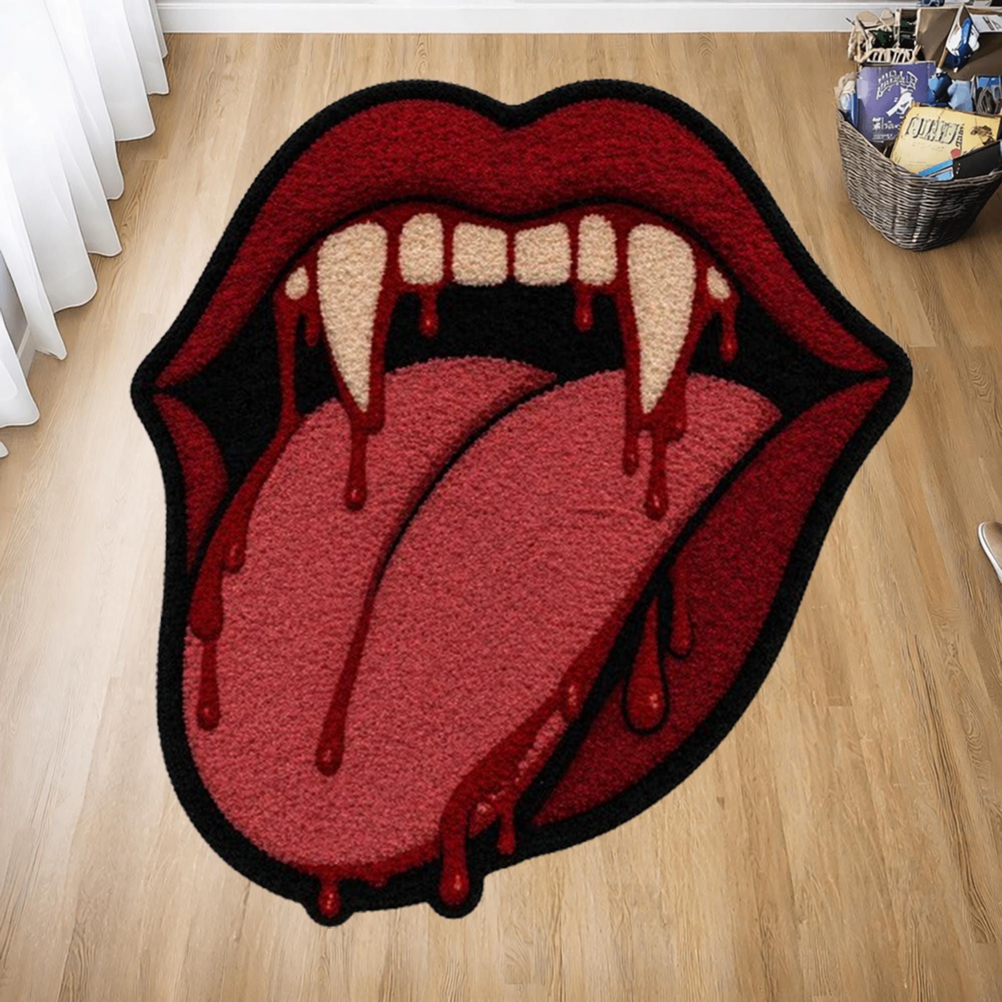 Vampire Fangs Rug Vampire Lips Rug,red Gothic Mouth Shape Rug,gift İdeas - Etsy