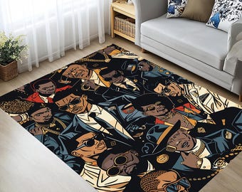 Hip Hop Legend Rug – Street Art Inspired Area Rug for Music Fans, Game Room or Studio Decor