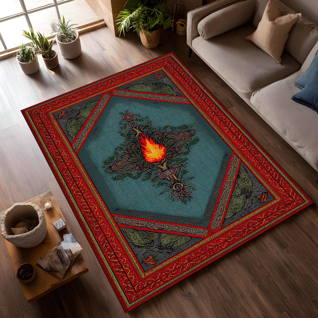 Campfire Scene Rug Rustic Cabin Style Carpet Vintage Fire Pit Design - Etsy