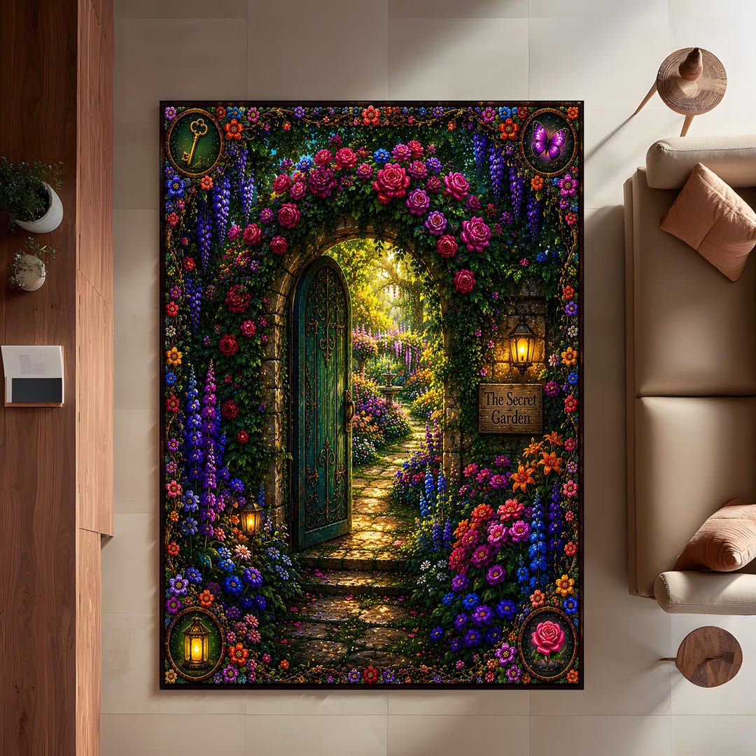 Top Secret Rug Secret Garden Rug, Floral Fantasy Carpet - Etsy