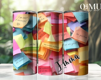 Bicchiere termico personalizzato da 20 oz (590 ml), con indicazione di affermazione, nome personalizzato, regalo motivazionale per lei, insegnante, tazza da viaggio, borraccia per la palestra.