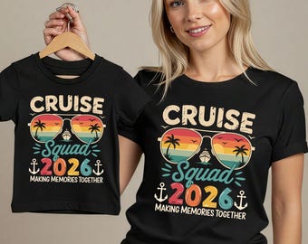 Retro Cruise Squad Shirts 2026, Matching Family Cruise Apparel, Vacation Shirts, Family Trip Tees, Cruise Outfit Set
