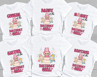 Cute Monster Bunny Birthday Girl and Family Matching Shirts, Mommy Daddy Brother Sister Cousin Outfit, Birthday Party Shirts Set