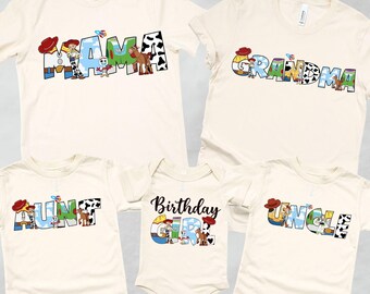 Toy Story Birthday Girl Shirts, Matching Family Birthday Outfit, Mama Papa Grandma Grandpa Aunt Uncle, Toy Theme Party Tees
