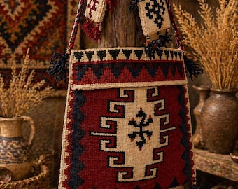 Handmade Kilim Bag, Boho Turkish Woven Crossbody