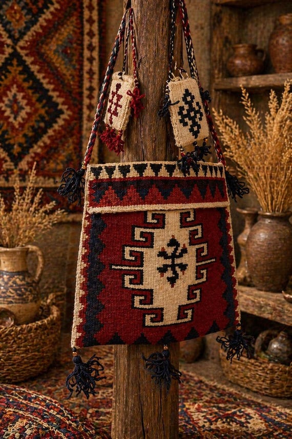 Handmade Kilim Bag, Boho Turkish Woven Crossbody
