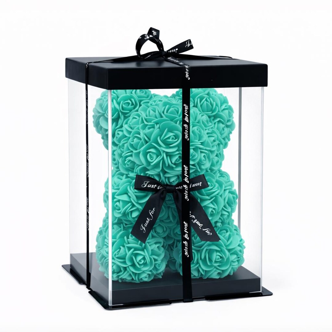Green Rose Bear in Gift Box, Foam Rose Teddy Bear With LED Lights ...