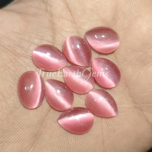 AAA gestookte roze MonaLisa-maansteen peer cabochon Flitsende platte edelsteen voor het maken van sieraden Grootte kristalsteen (5 x 7 mm-20 x 30 mm)